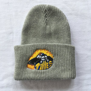 Ninetimes Embroidered Fast Car Beanie - Grey