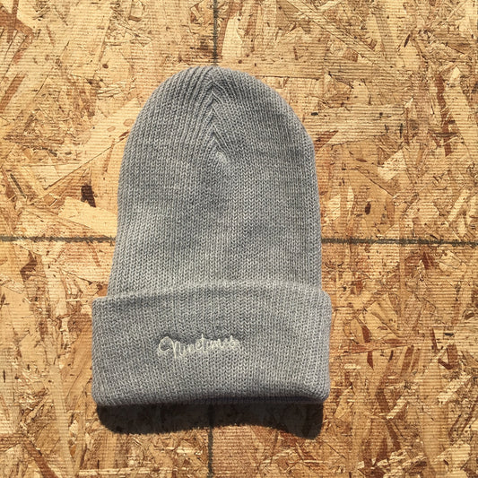 Ninetimes Script Embroidered Beanie - Heather Grey