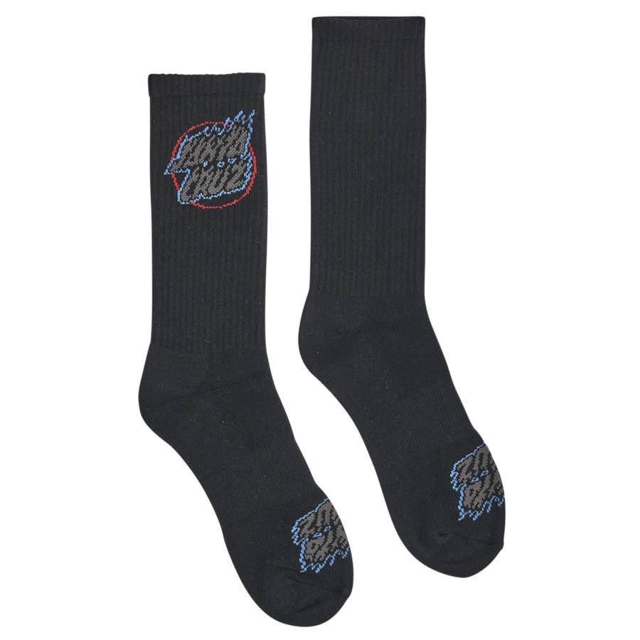 Santa Cruz Absent Flame Dot Mid Crew Socks - Black