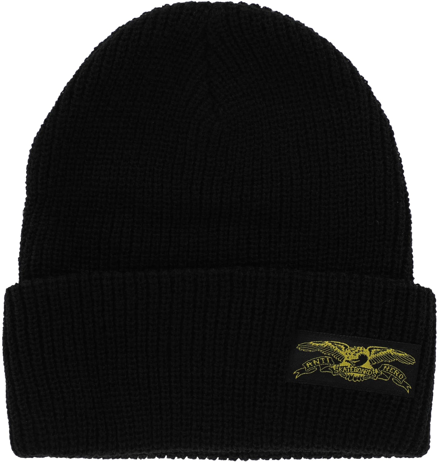 Antihero Stock Eagle Label Cuff Beanie - Black/Black/Yellow