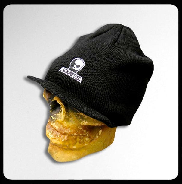 Skull Skates Small Embroidered Visor Beanie - Black