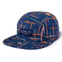 Load image into Gallery viewer, The Quiet Life Deco 5 Panel Camper Hat - Blue/Orange