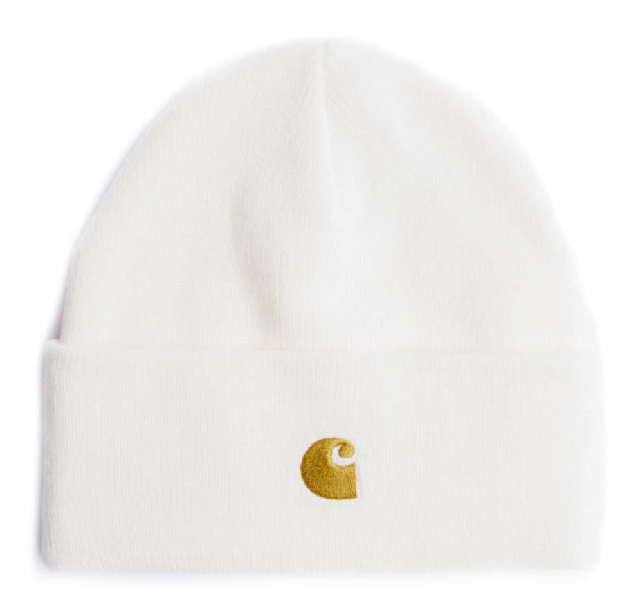 Carhartt WIP Chase Beanie - White/Gold