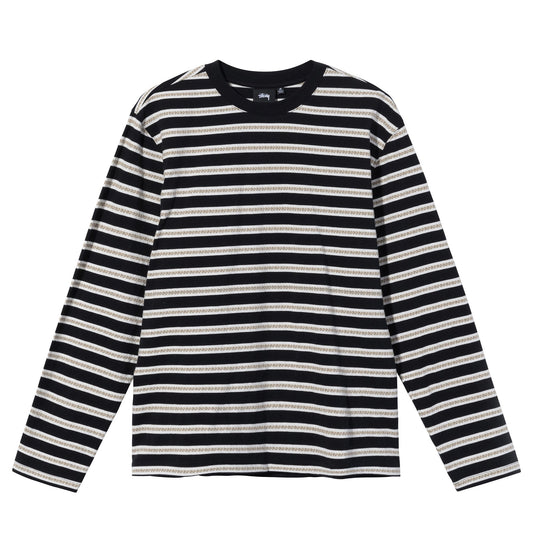 Stussy Multi Color Striped Crew - Black