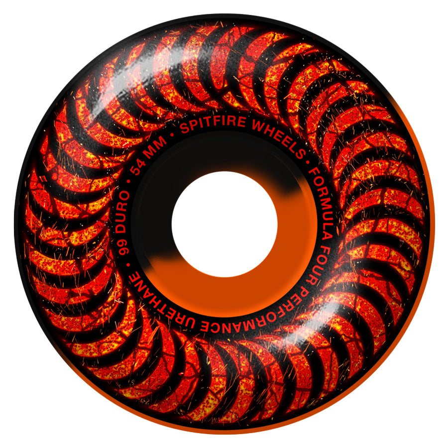 Spitfire Formula Four Classic Embers Wheels - 99D 54mm Black/Orange Swirl