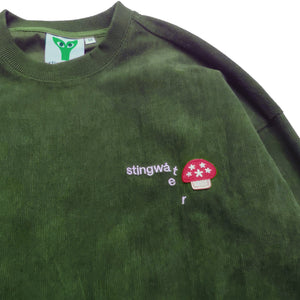 Stingwater Corduroy Melting Logo Crewneck Sweatshirt - Forest Green