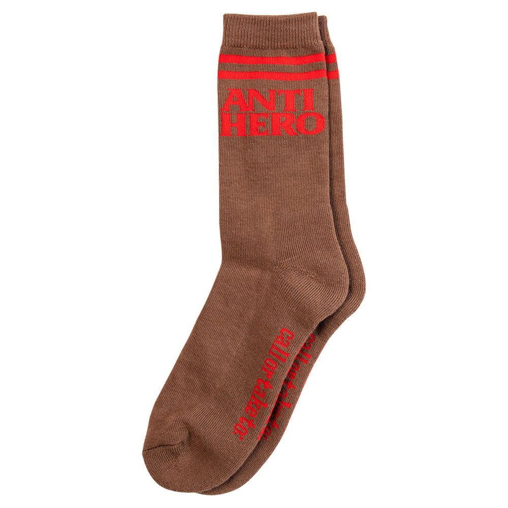 Antihero Black Hero If Found Sock - Brown/Red