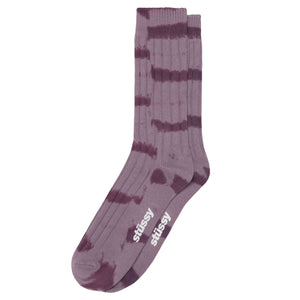 Stussy Dyed Stripe Ribbed Crew Socks - Lavender