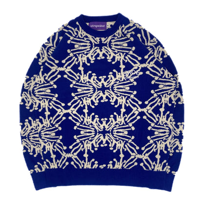 Stingwater Speshal Connection Mushroom Print Jacquard Knit Sweater - King Blue