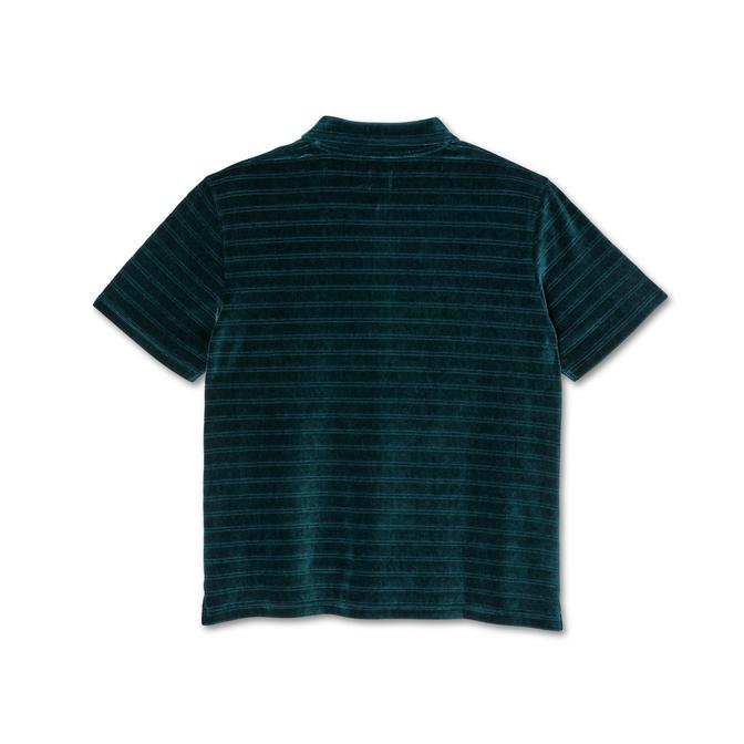 Polar Stripe Velour Polo Shirt - Dark Green