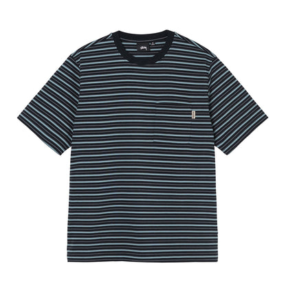 Stussy Classic Striped Crew Tee - Black