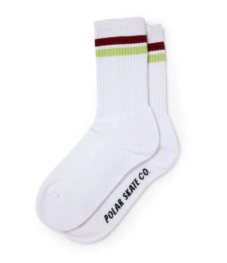 Polar Stripe Socks - White/Rich Red/Chartreuse