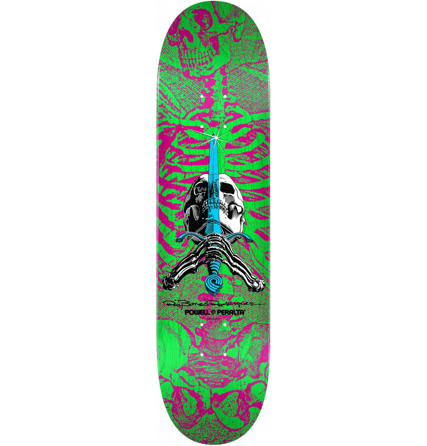 Powell Peralta Skull & Sword Pink/Green Deck - 8.0