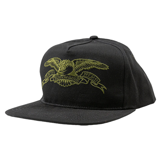 Antihero Basic Eagle Snapback - Black/ Olive