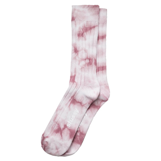 Stussy Dyed Ribbed Crew Socks - Berry