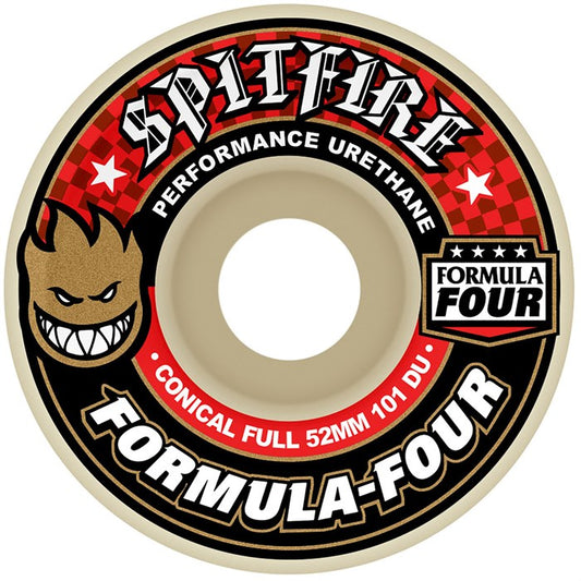 Spitfire Formula Four Conical Full Wheels - 101D 54mm Red Print