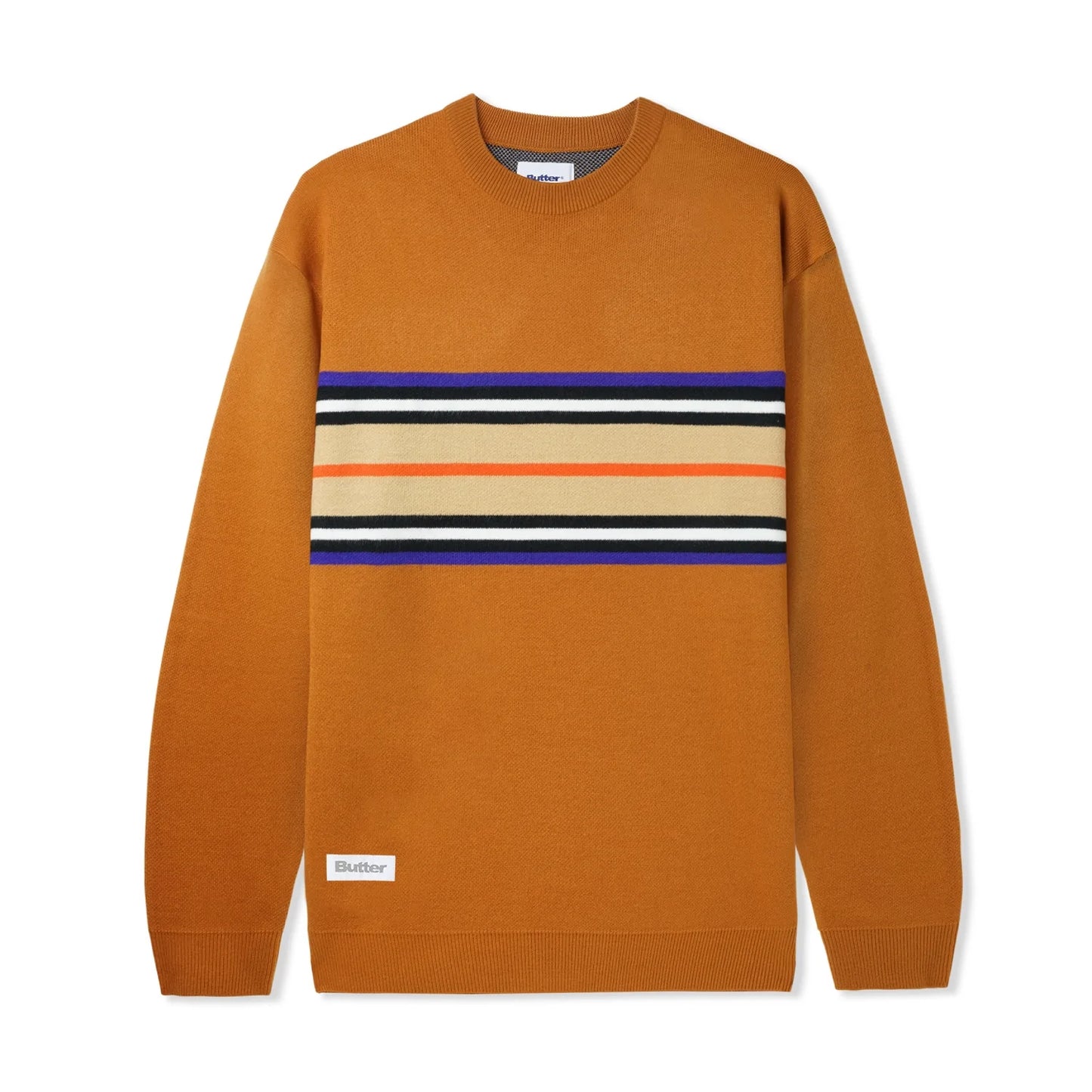 Butter Goods Stripe Knit Sweater - Chestnut