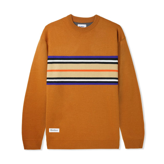 Butter Goods Stripe Knit Sweater - Chestnut