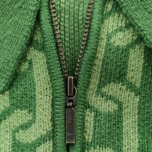 Stingwater Jacquard Chain Collared Half-Zip Sweater - Alkaline Green