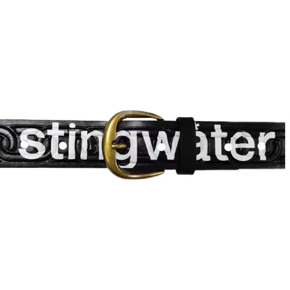 Stingwater Chain Embossed Leather Belt - Black
