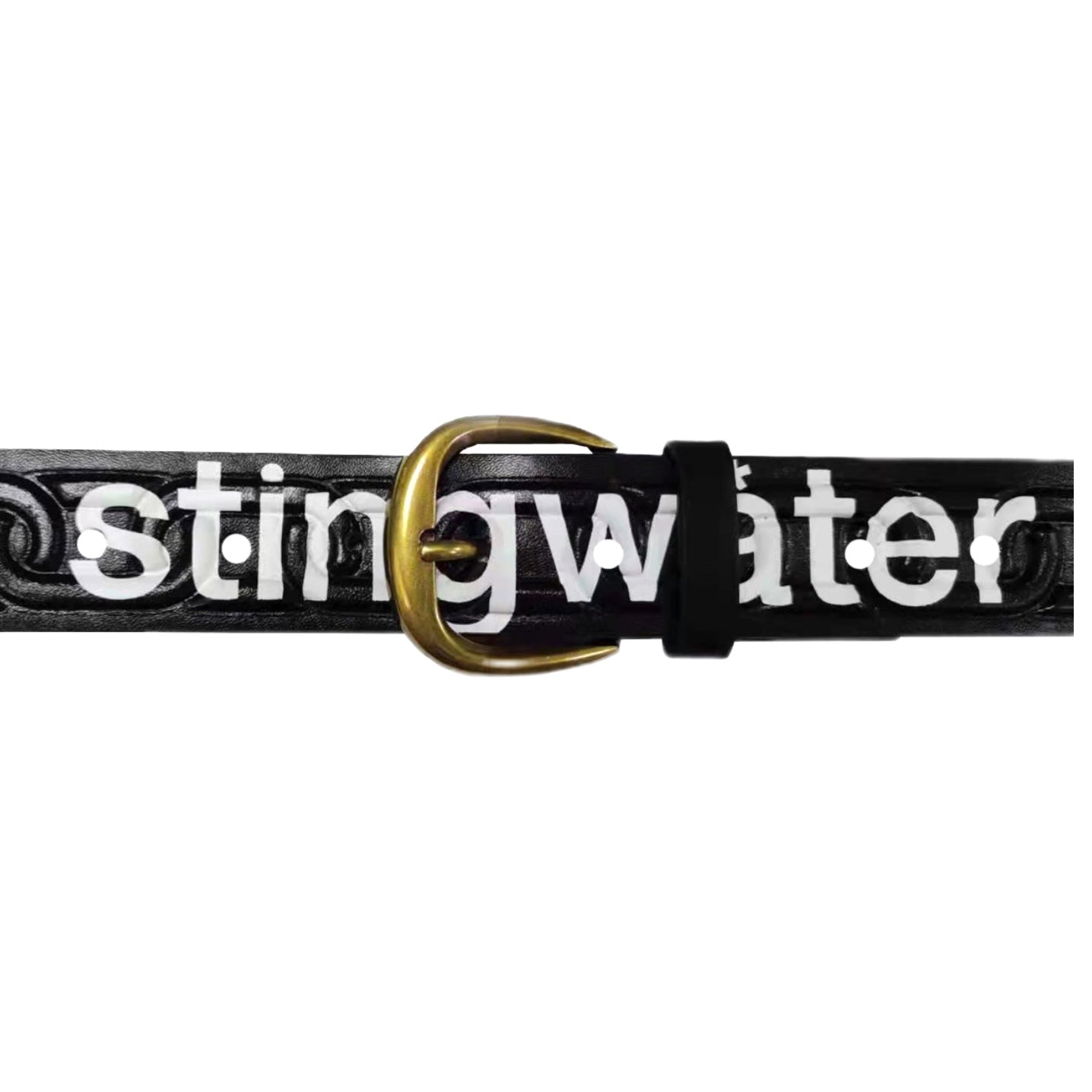 Stingwater Chain Embossed Leather Belt - Black