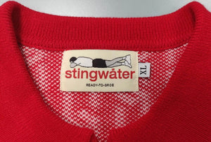 Stingwater Jacquard Chain Collared Half-Zip Sweater - Red