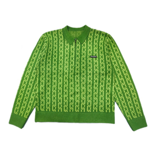 Stingwater Jacquard Chain Collared Half-Zip Sweater - Alkaline Green