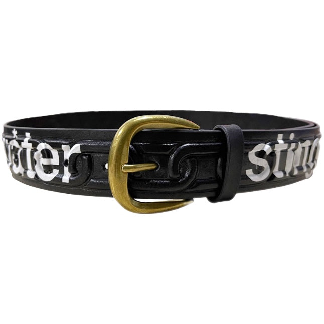 Stingwater Chain Embossed Leather Belt - Black
