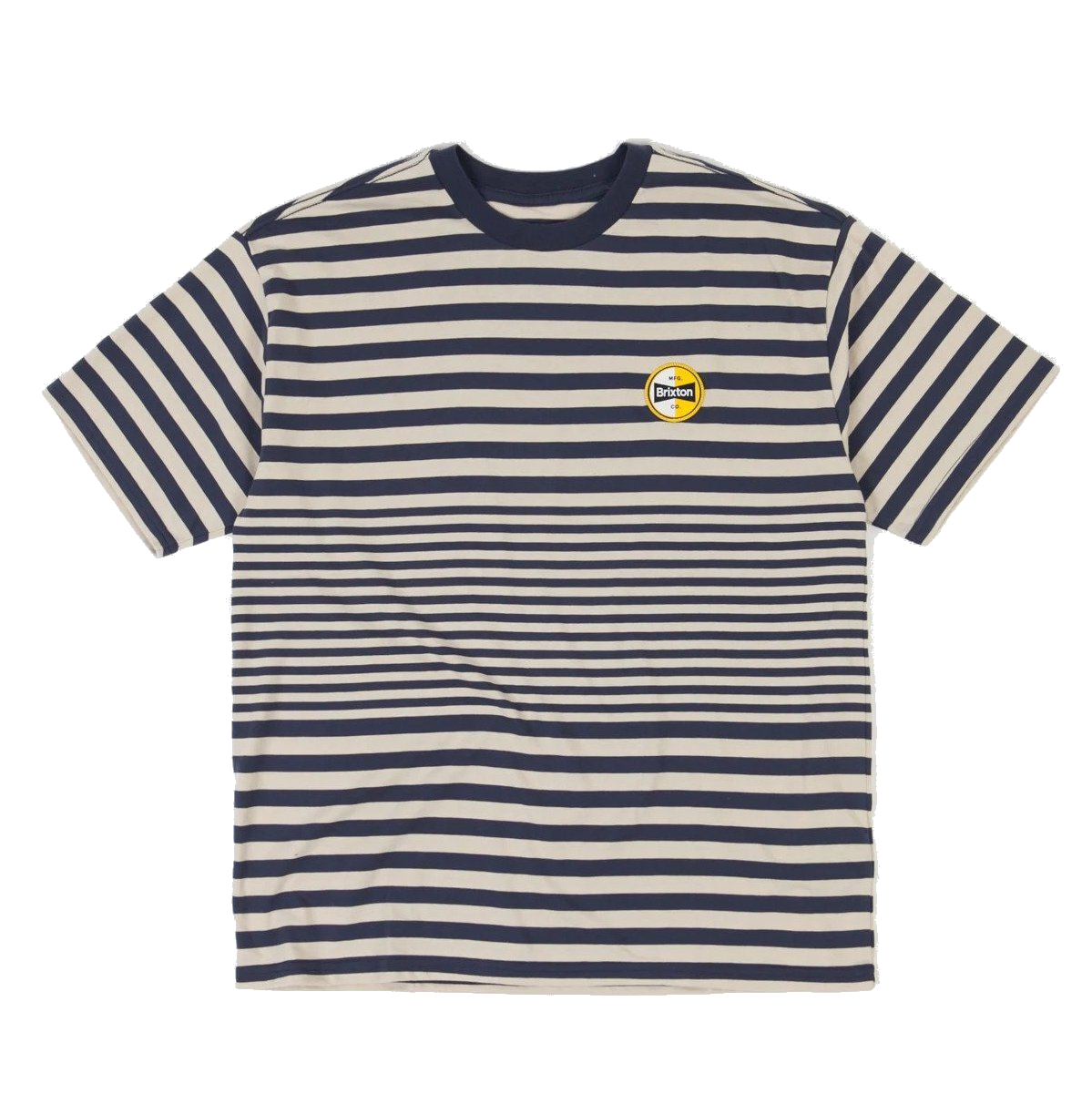 Brixton Striped Patron Tee - Beige/Washed Navy