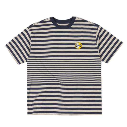 Brixton Striped Patron Tee - Beige/Washed Navy