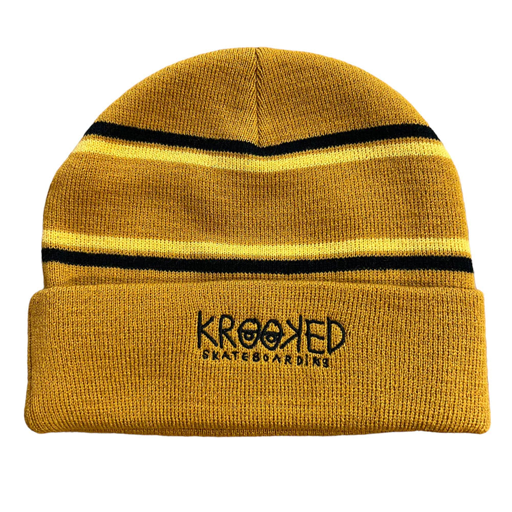 Krooked Eyes Cuff Beanie - Natural/Gold/Black