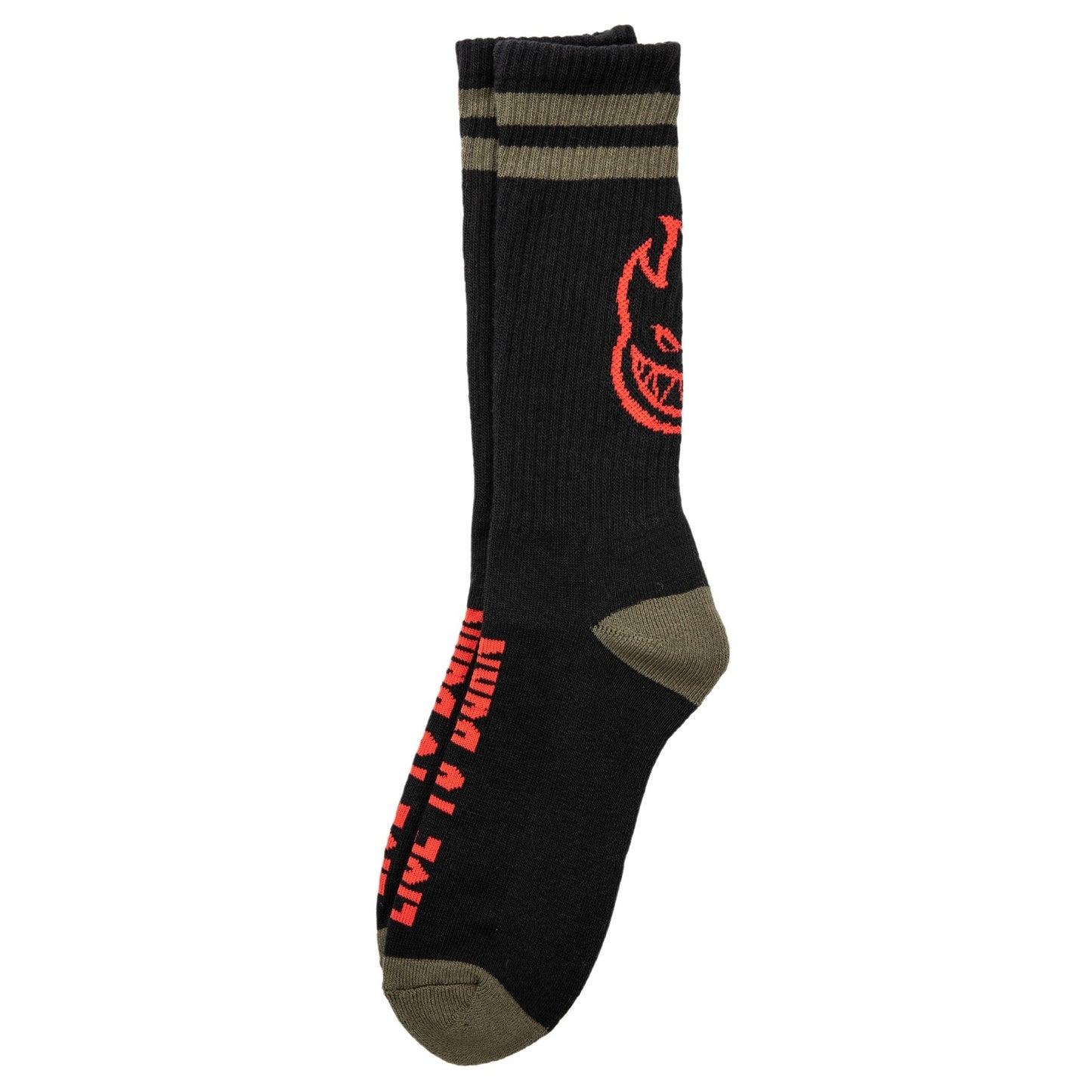 Spitfire Heads Up Sock - Black/Olive/Red