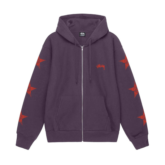 Stussy Stars Zip Hoodie - Grape