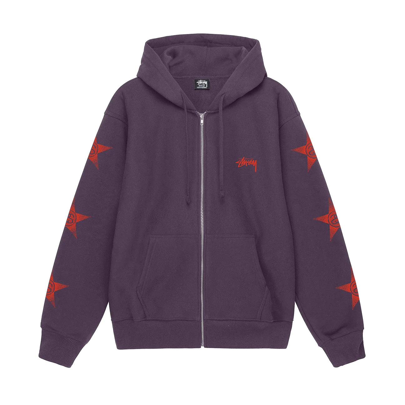 Stussy Stars Zip Hoodie Grape