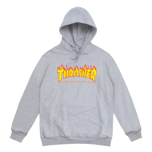 Thrasher Flame Logo Hoodie - Grey