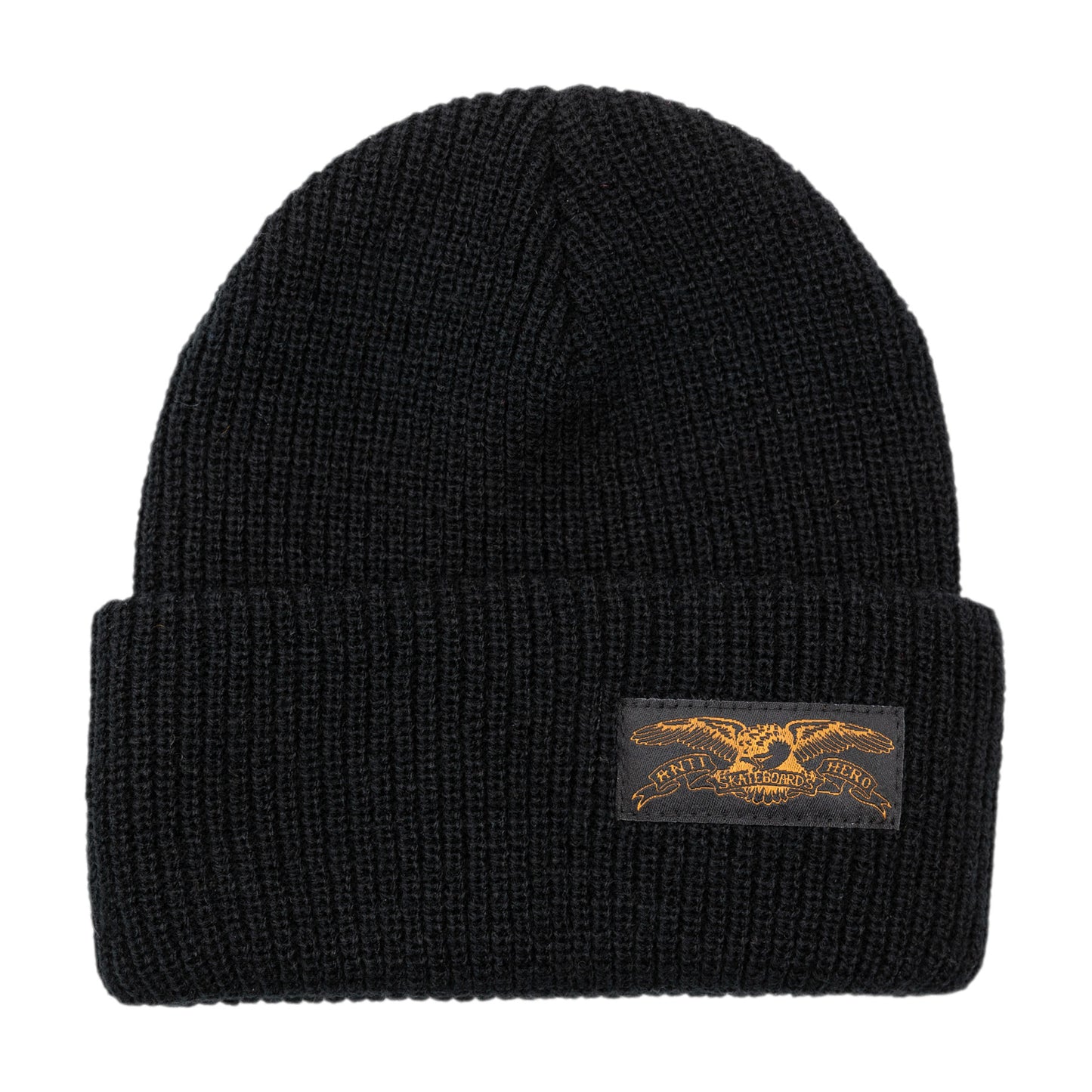 Antihero Stock Eagle Label Cuff Beanie - Black/Black/British Khaki